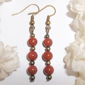 Boho Earrings Bronze Rust Orange Sandstone 6534